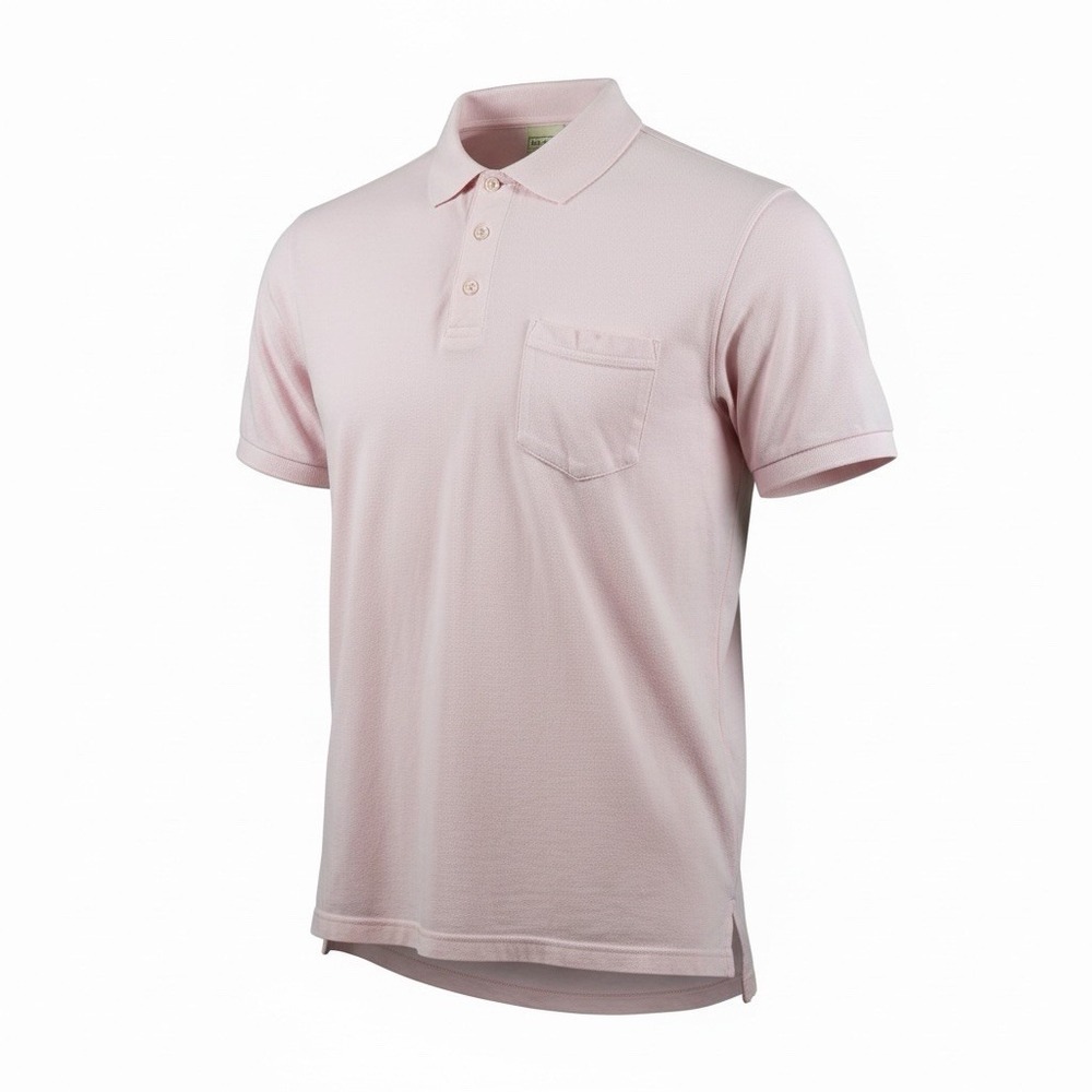 Vintage LL Bean Mens L Pink Polo Shirt Made USA 100% Cotton Pocket Preppy